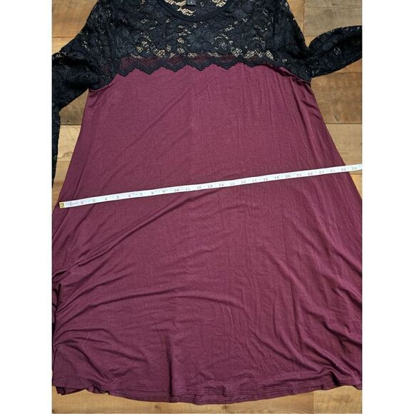 Karen Kane Women’s Large Lace Sleeve Trapeze Swing Dress • High Lo Hem Boat Neck - Picture 13 of 16